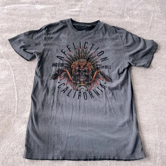 American Customs Ancient Rumble T-Shirt L Grunge Moto - Picture 4 of 7
